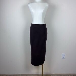 Universal Thread Skirt Womens Small Midi Pencil Ribbed Stretch Minimalist Brown